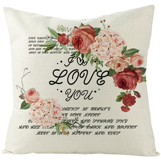 Rose Floral Flower Pink Waist Cushion Cover Throw Pillow Case Sofa Home Decor